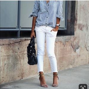 White Jeans with Ripped Knees